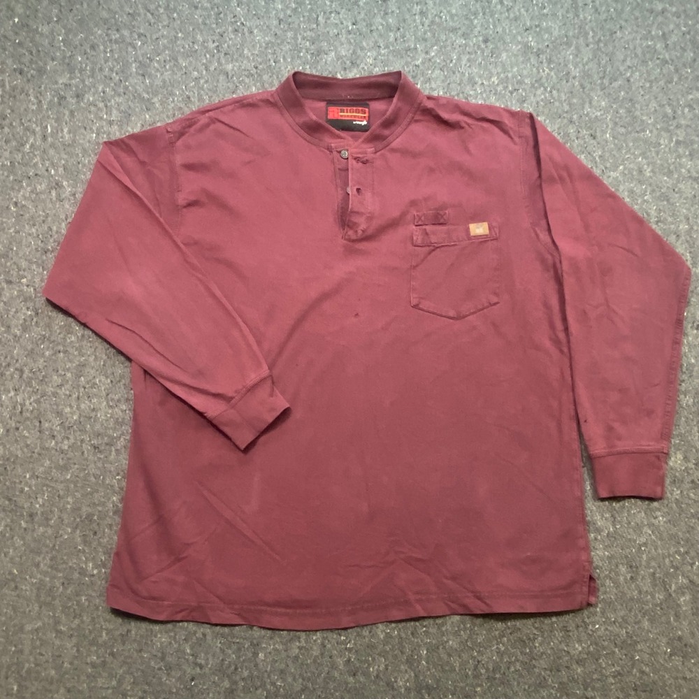 Wrangler Riggs Workwear Henley Sz XL Mens Maroon Gorpcore‎ Utility Pocket TShirt